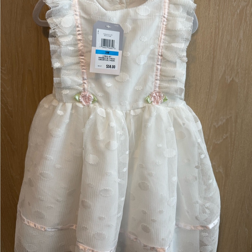 Pippa & Julie Pastel Pink and White Dress